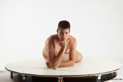 Nude Man White Laying poses - ALL Average Short Brown Laying poses - on side Realistic